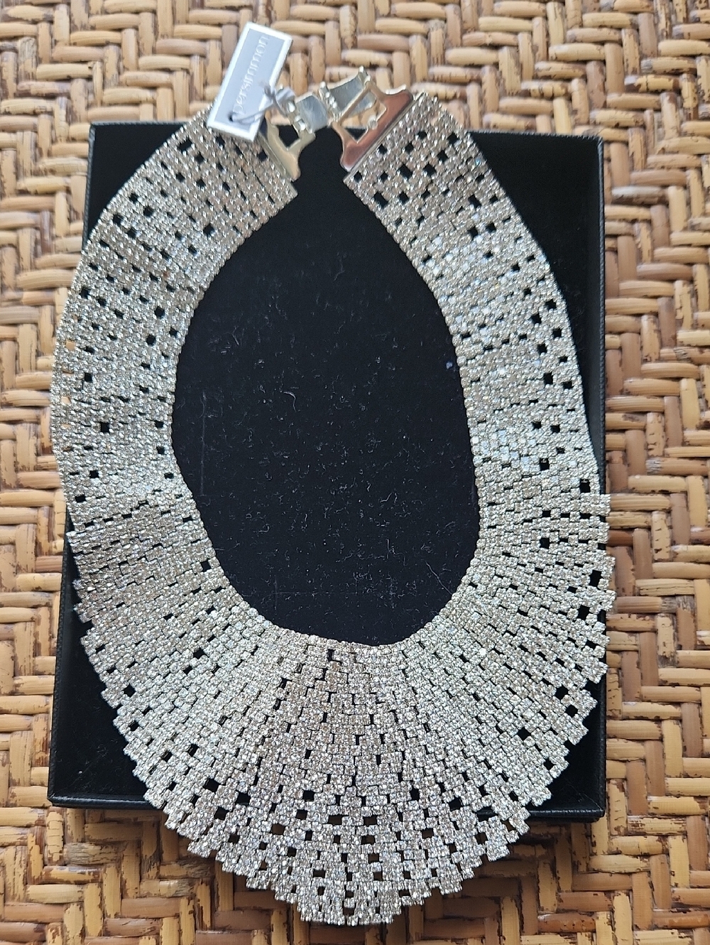 Elegant Silver-Tone Crystal Statement Necklace